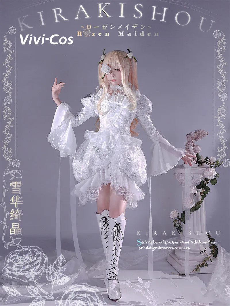 

Vivi-Cos Anime Rozen Maiden Kirakishou White Dress Gothic Style Cosplay Women's Costumes Halloween Role Play Party New S-XL