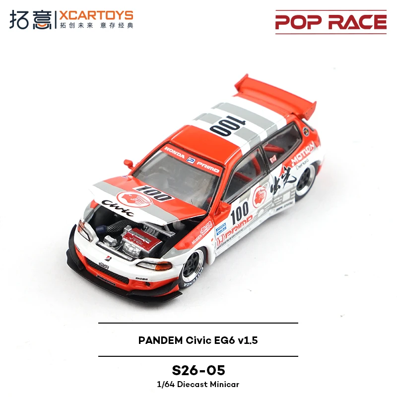 Toy Car PopRace Xcartoys Pandem Civic EG6 v1.5 1:64 (Metal