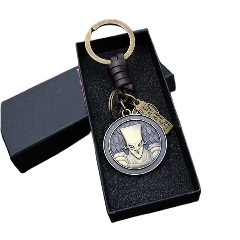 جوجوس غريب مغامرة المفاتيح الجلود مفتاح سلسلة كيرينغ سلاسل المفاتيح للرجال السهم أنيمي اكسسوارات مفتاح قلادة عصابة llaveros