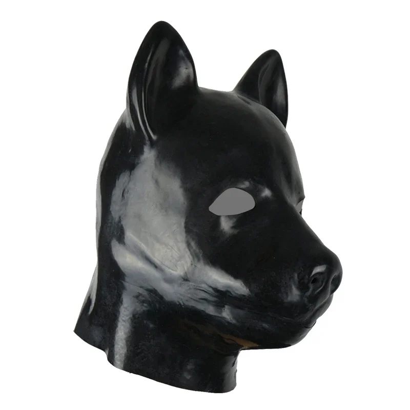 New extra  Latex rubber fetish animal mask with zipper puppy slave dog hood solid nos(Head Around about 60cm)