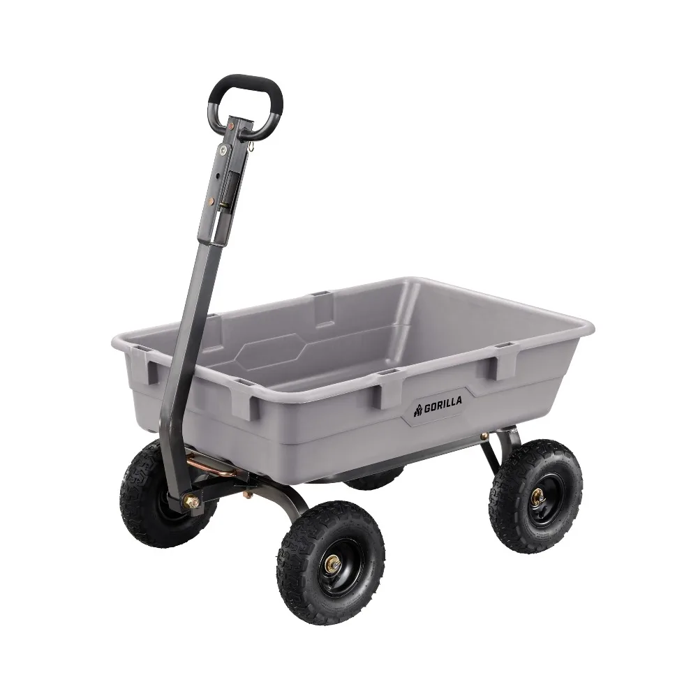 Poly Dump Cart, 800 lb. Capacity, 5 Cu Ft, Gray
