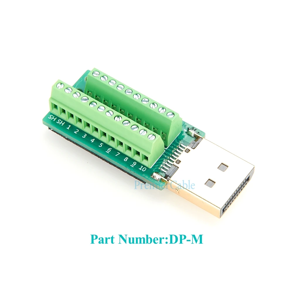 Imagem -05 - Displayport Masculino Plug Breakout Board Connector 20pin dp Solderless Screw Fiação Pcb Adapter Solder Terminal Board