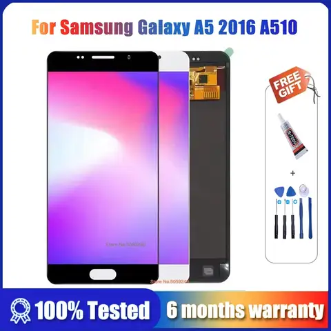 OLED adjustable LCD For Samsung Galaxy A5 2016 A510 A510F A510M A510FD LCD Display + Touch Screen Digitizer Assembly 100% Tested