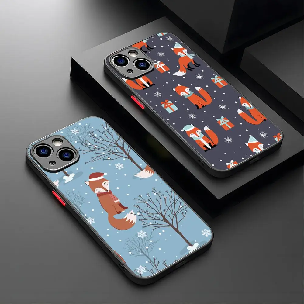 Christmas Phone Case For iPhone 16 15 14 13 Pro Max 12 Mini 11 SE 7 8 Plus XS X XR Matte Black Protection case