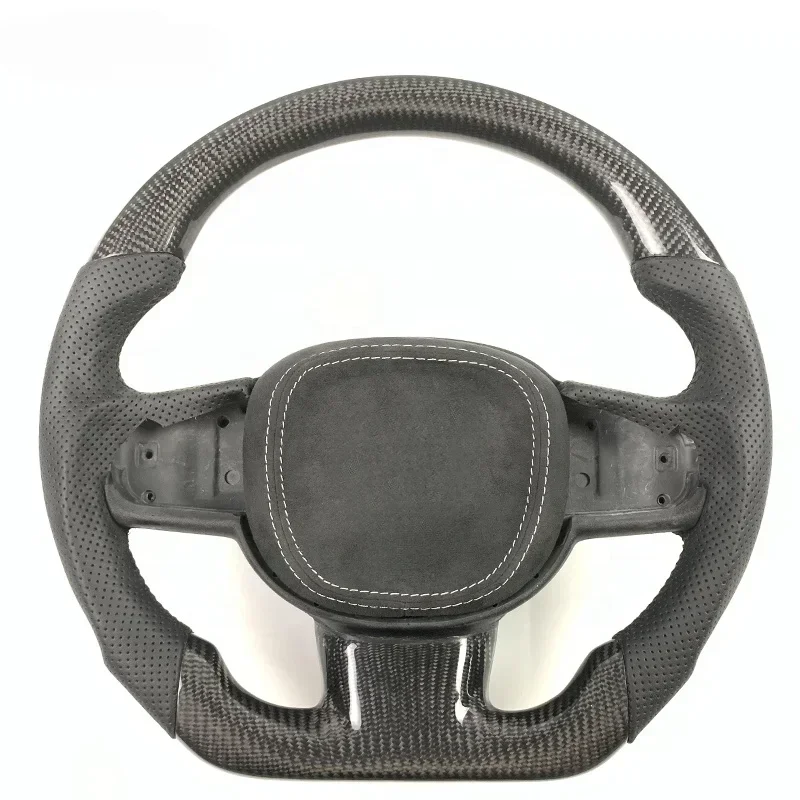 

Car interior accessories carbon fiber steering wheel covered with black perforated leather for Volvos S40 S60 S90 XC60 XC90