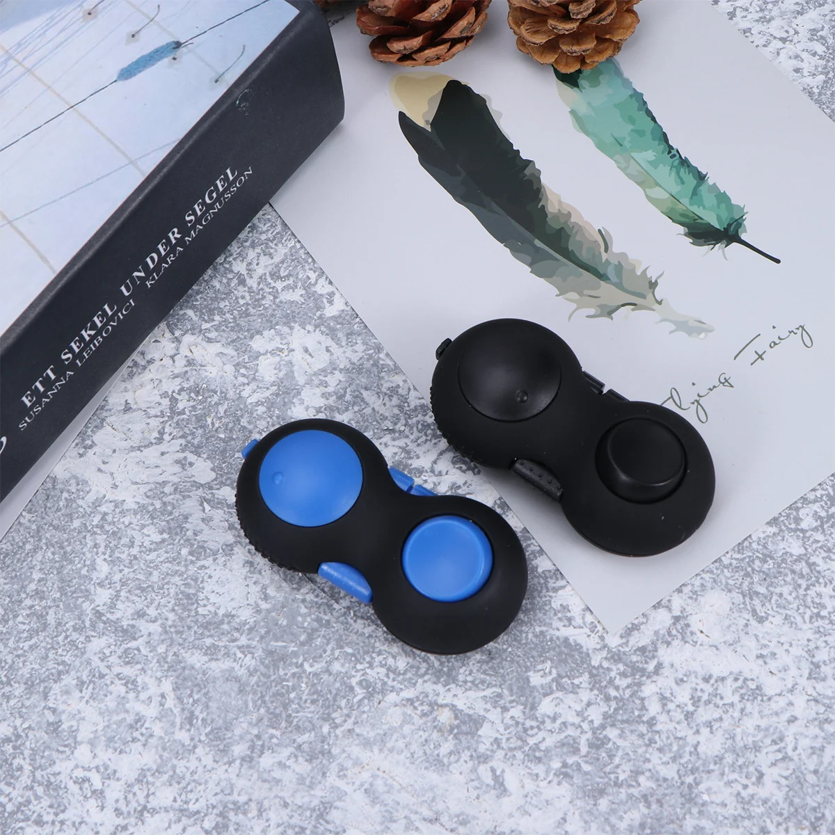 2 uds Gamepad Fidget negro azul antideslizante esmerilado ligero almohadilla para aliviar el estrés Rocker Roll Click masaje sensorial mano