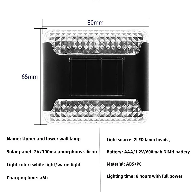 2 LED Solar Wand Lampe Im Freien Wasserdichte Garten Decor Lampe Up und Unten Licht licht für Garten Balkon Hof Straße treppen