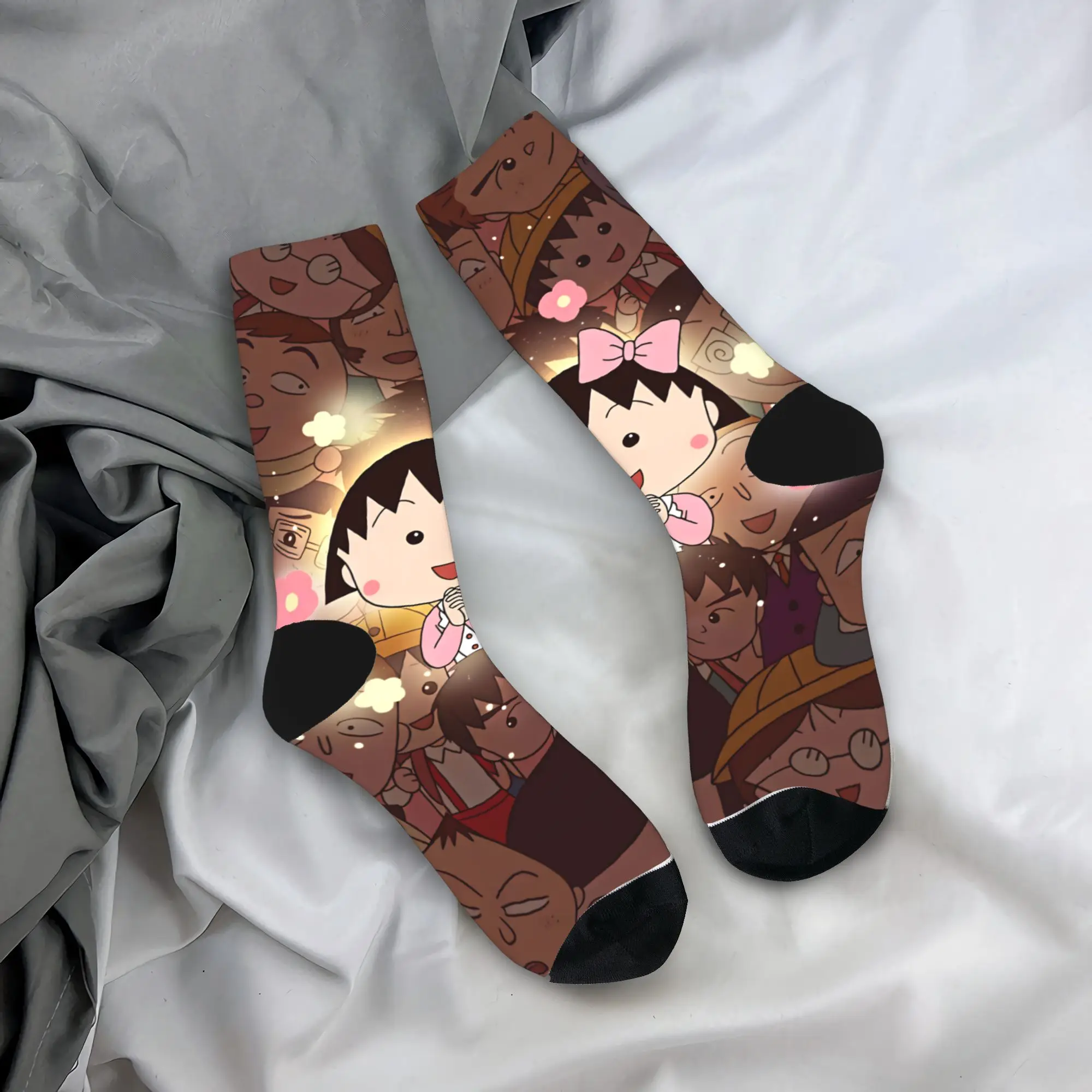 Men Socks Chibi Maruko Chan  Stockings Winter Fashion Medium Soft Socks Pattern Skateboard Anti Skid Socks