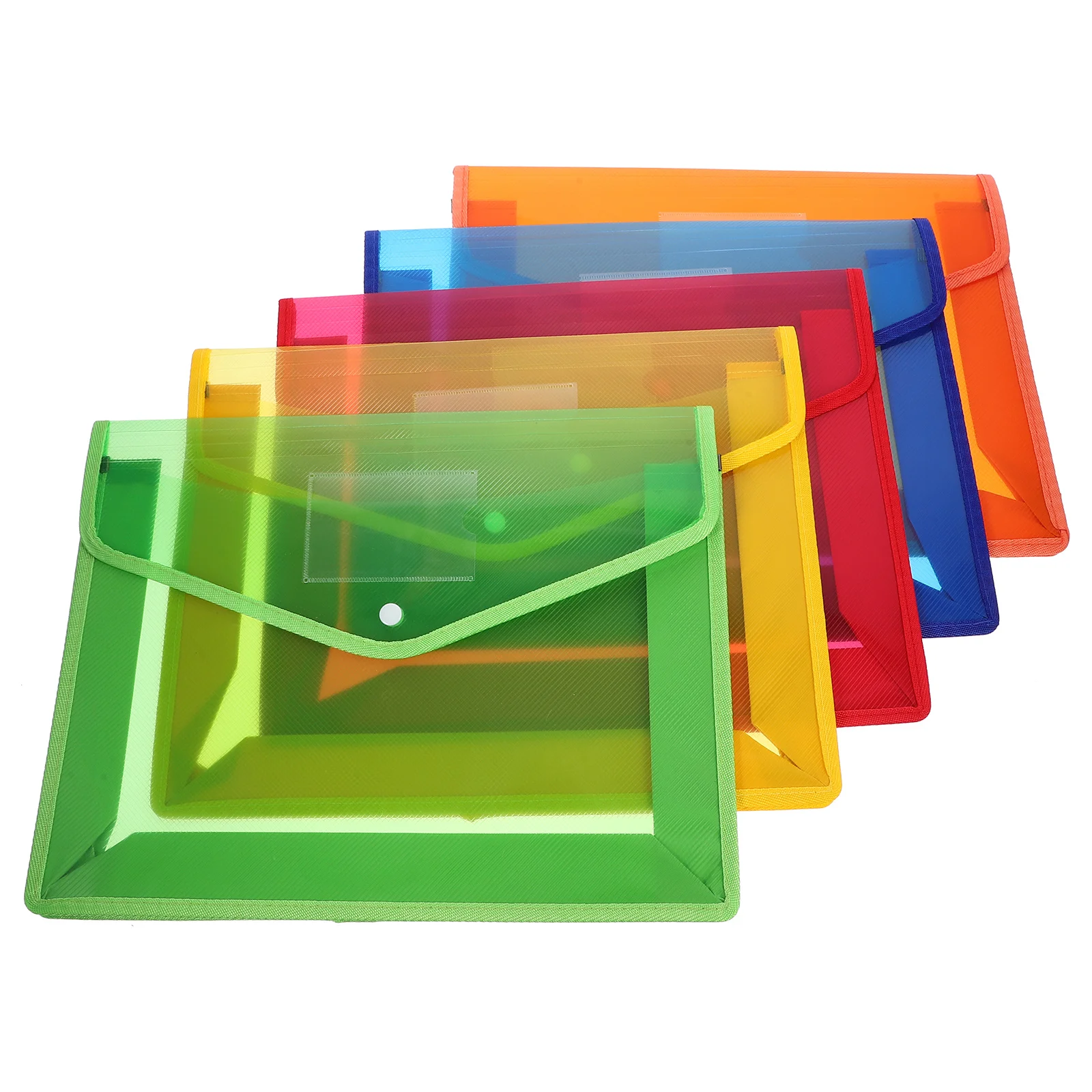 

5pcs A4 Document Folder Clear Plastic Envelop Storage Bag Snap Button Closure Waterproof Organizer Pocket Holder For Office