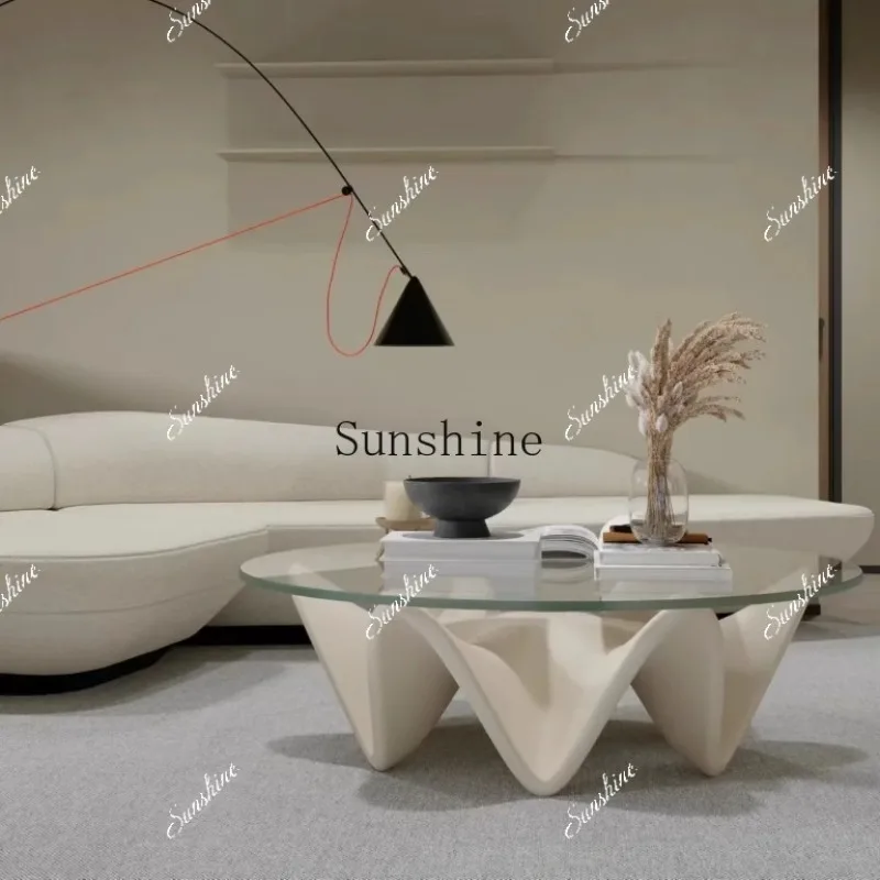 تصميم غرفة المعيشة الحديثة الألياف الزجاجية سداسية الشكل على شكل خاص غرفة نموذج الفندق طاولة القهوة المستديرة FT #2