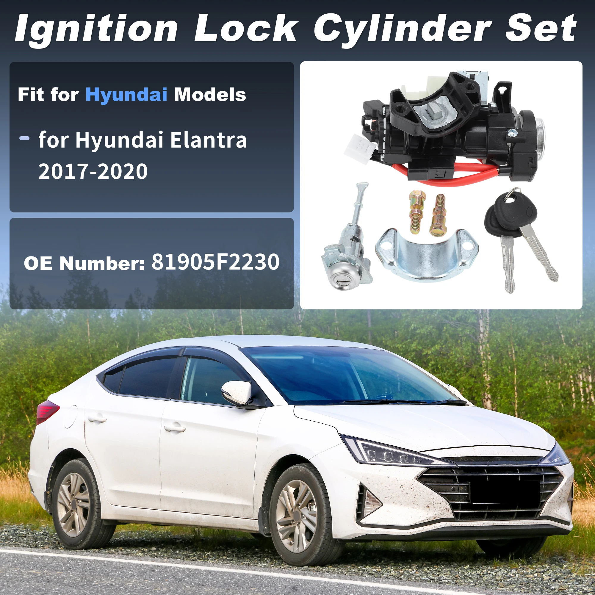 

Замок зажигания и замок двери UXCELL с ключом для Hyundai Elantra 17-20 81905F2230