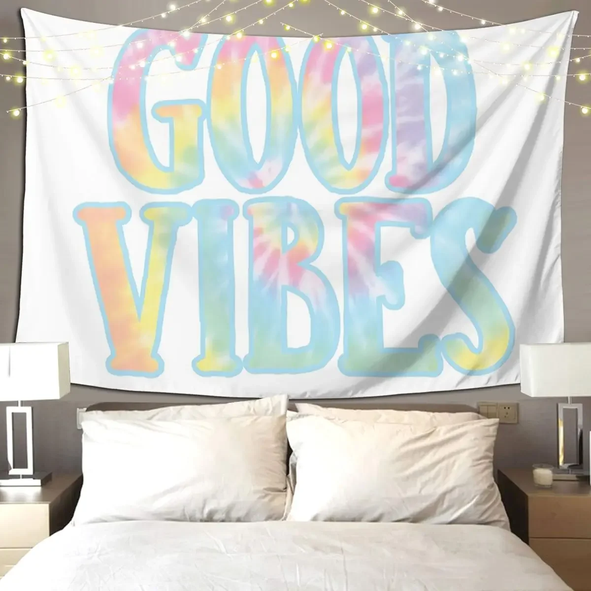 Good Vibes Tapestry Hippie Wall Hanging Aesthetic Home Decor Tapestries for Living Room Bedroom Dorm Room