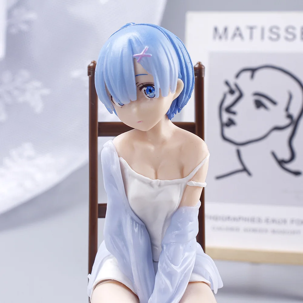 17cm Anime Re: Life In A Different World From Zero Rem Sit On Chairs Action Figures Collection PVC Model Kids Toy Christmas Gift