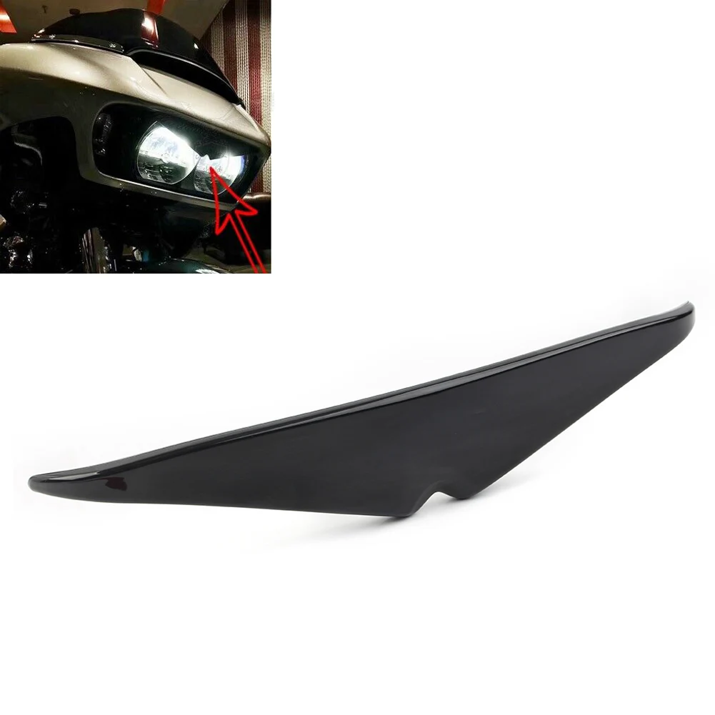 ABS Motorcycle Headlamp Headlight Eyebrow Eyelid Trim Fit For Harley Road Glide FLTRX FLTRU 2015-up Glossy Black