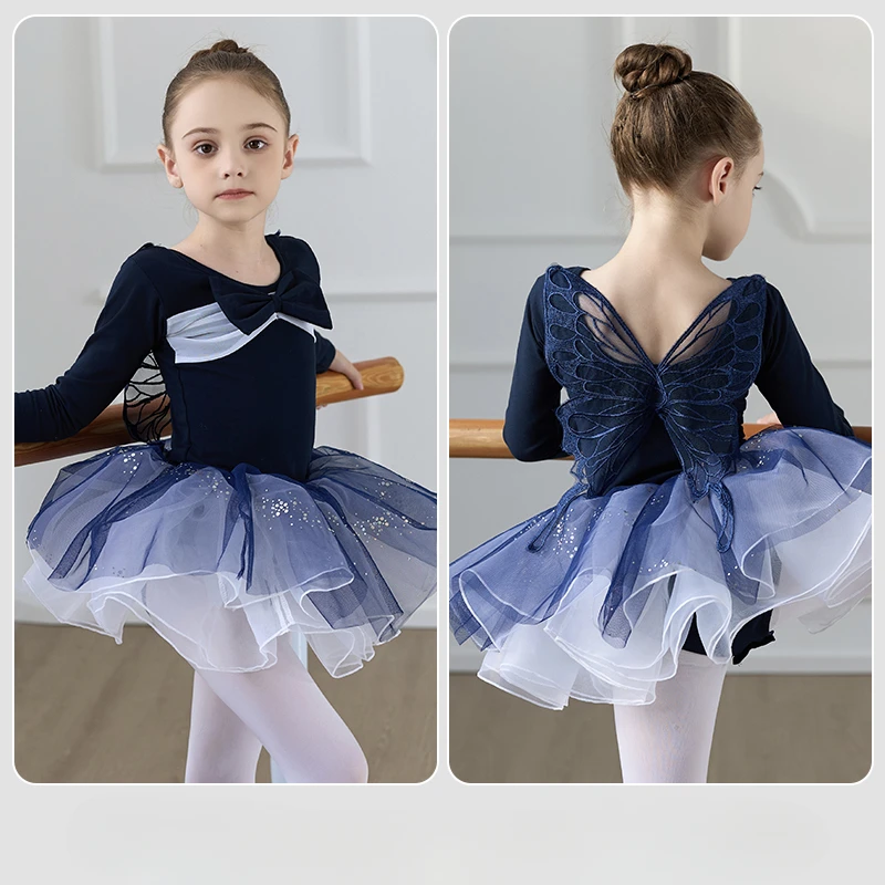 

Girls Long Sleeve Ballet Leotards Shiny Skirted for Dance Toddler Little Kid Sequin Sparkle Bow Knot Tulle Tutu Athletic Pink