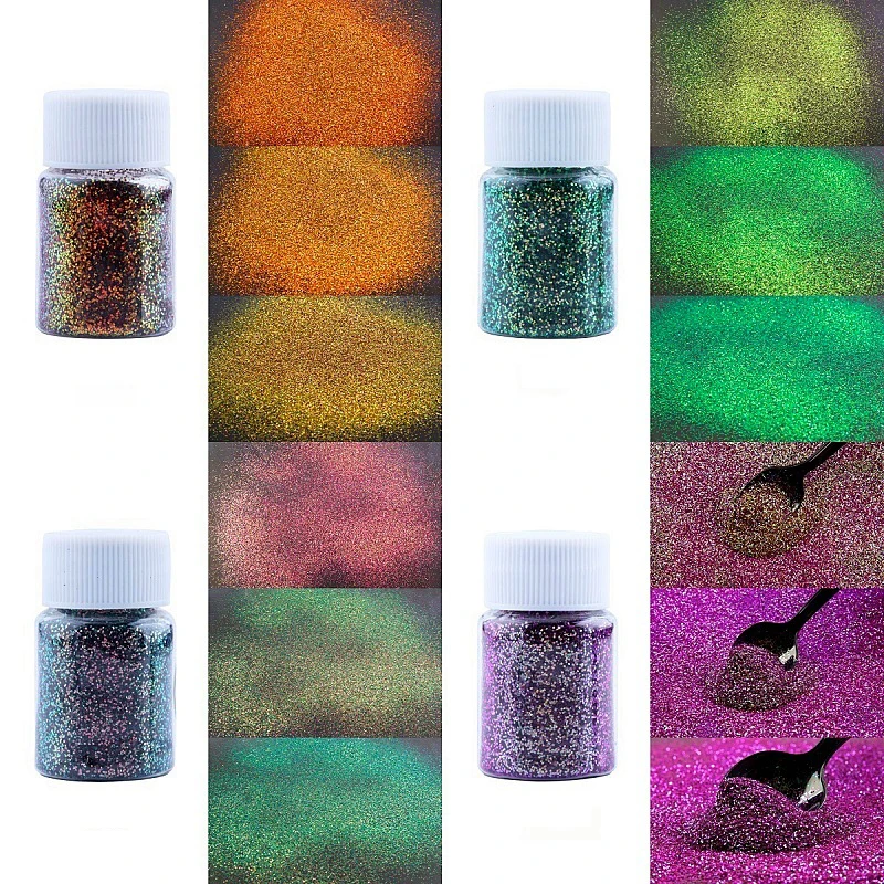10g/Bottle Chameleon Powder Nail Chrome Pigment DIY Epoxy Resin Mold Dye Nail Art Glitter Dust Manicure DIY Mica Powder Pigments
