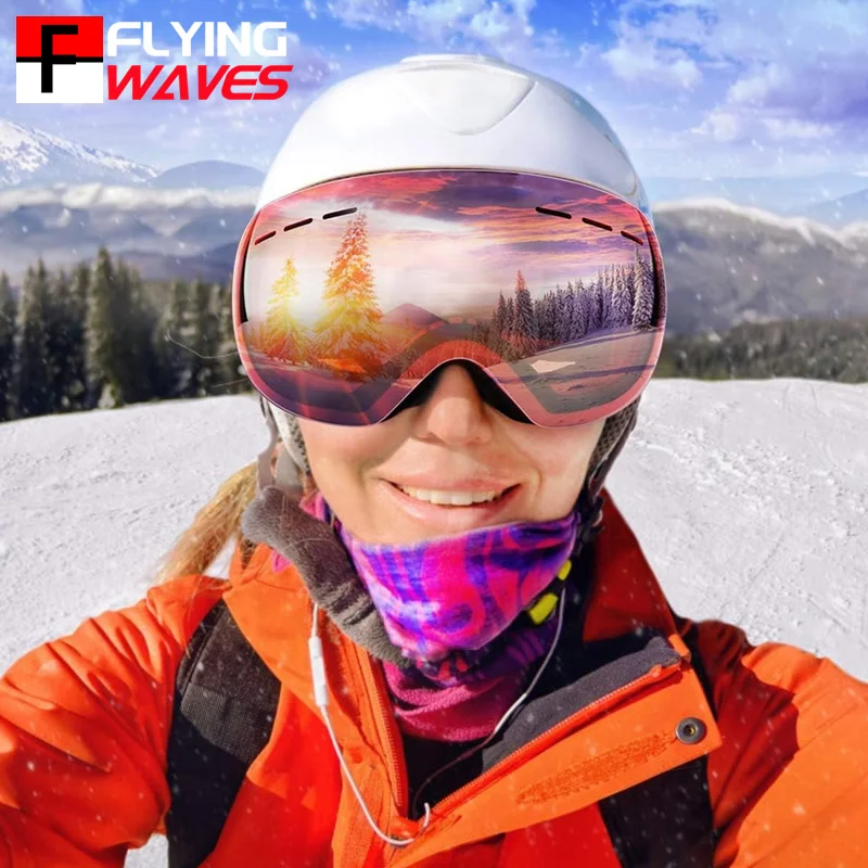 

Spherical Double-layer Anti Fog UV400 Skiing Goggles Snowboard Goggles Over Glasses for Men Women Youth Winter Outdoor Sports