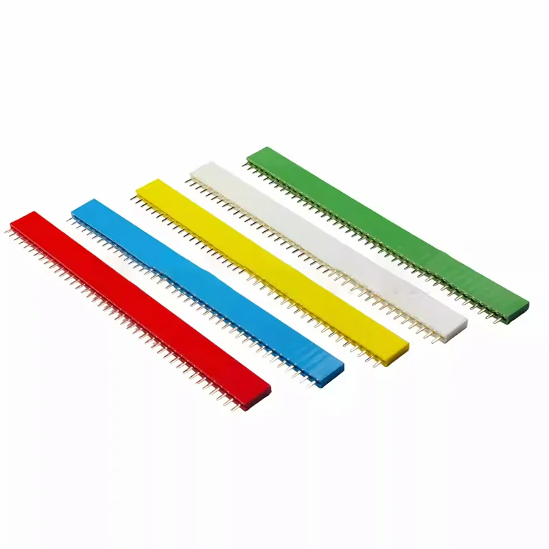 Color single-row female connector, spacing 2.54MM, 1X40 pieces, red/white/black/green/blue/yellow, pin socket, female base