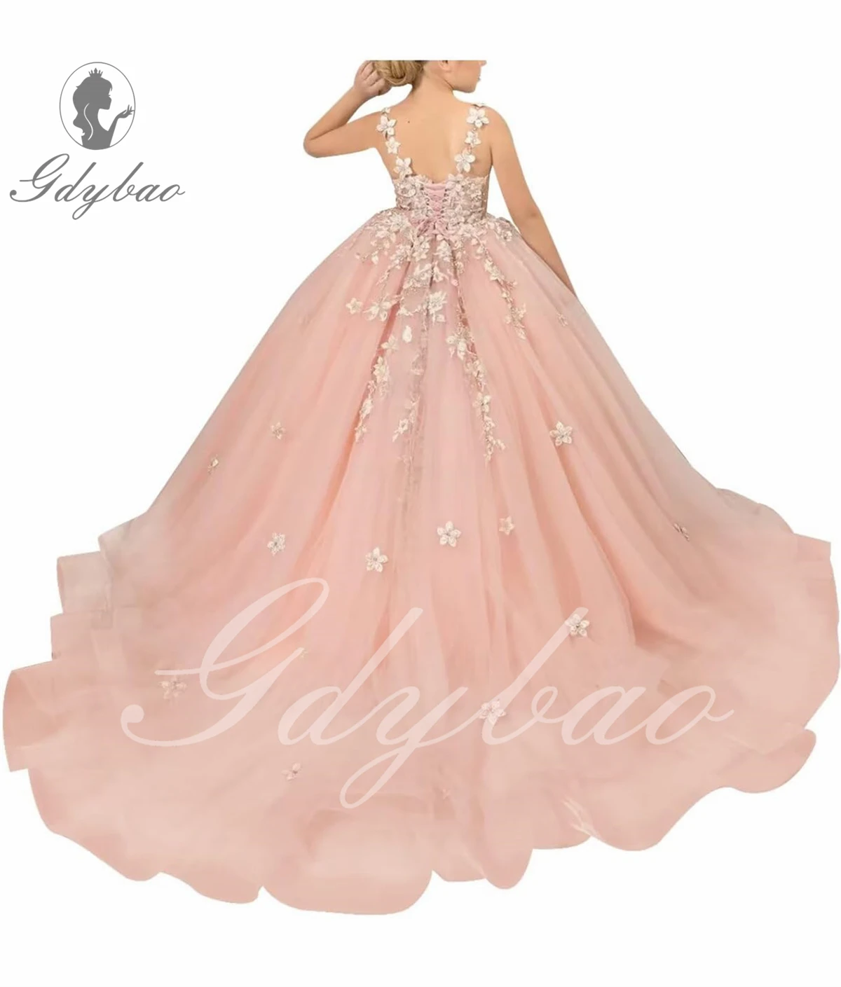 Robe de demoiselle d'honneur pour mariage, appliques 3D roses, perles de perles en tulle, robes de fête d'anniversaire chariste pour enfant, première année