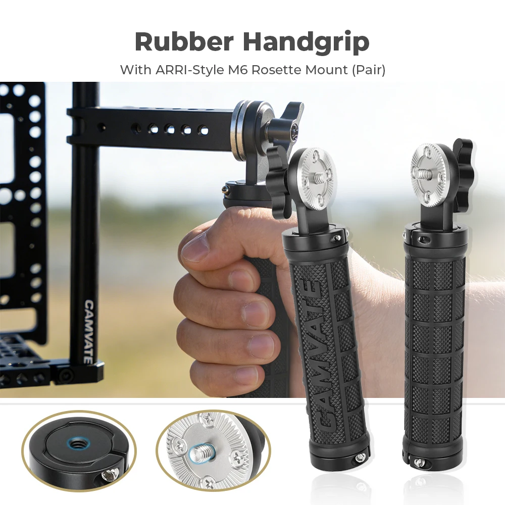 

CAMVATE a Pair Rubber Handgrip with ARRI-Style M6 Rosette Mount For Camera Cage Handgrips For Use with Rosette Extension Arm