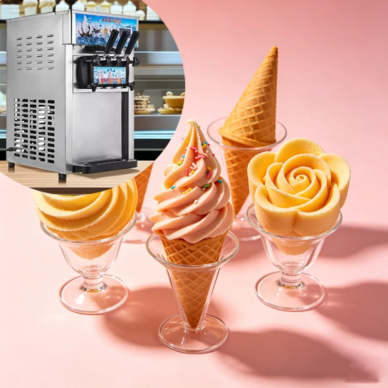 

Triple-Flavor Soft Serve Machine with Digital Control Economy Three-Flavor Soft Serve Maker for Small Businesses