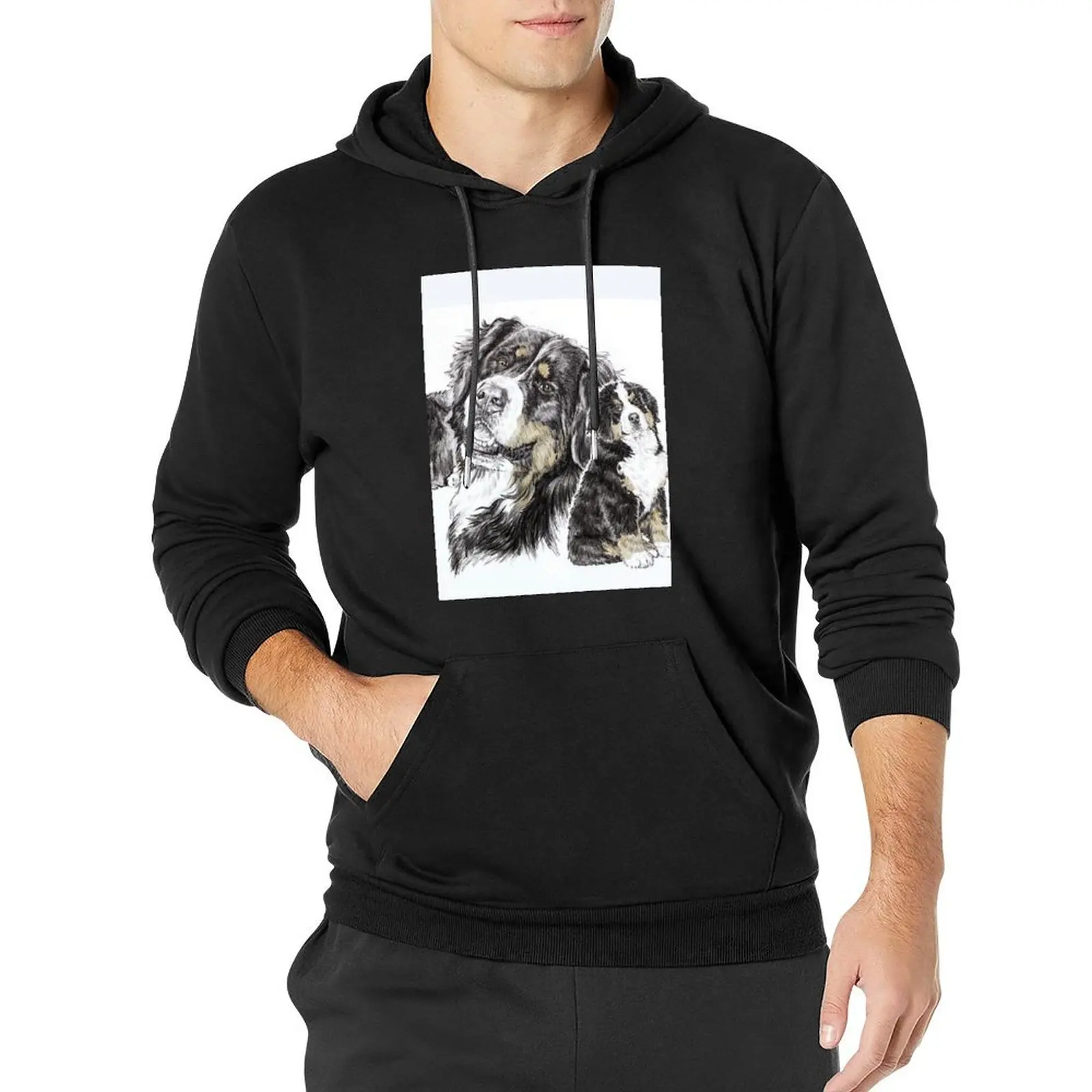 Bernese Mountain Dog Wrap Pullover Hoodie autumn jacket men hoody