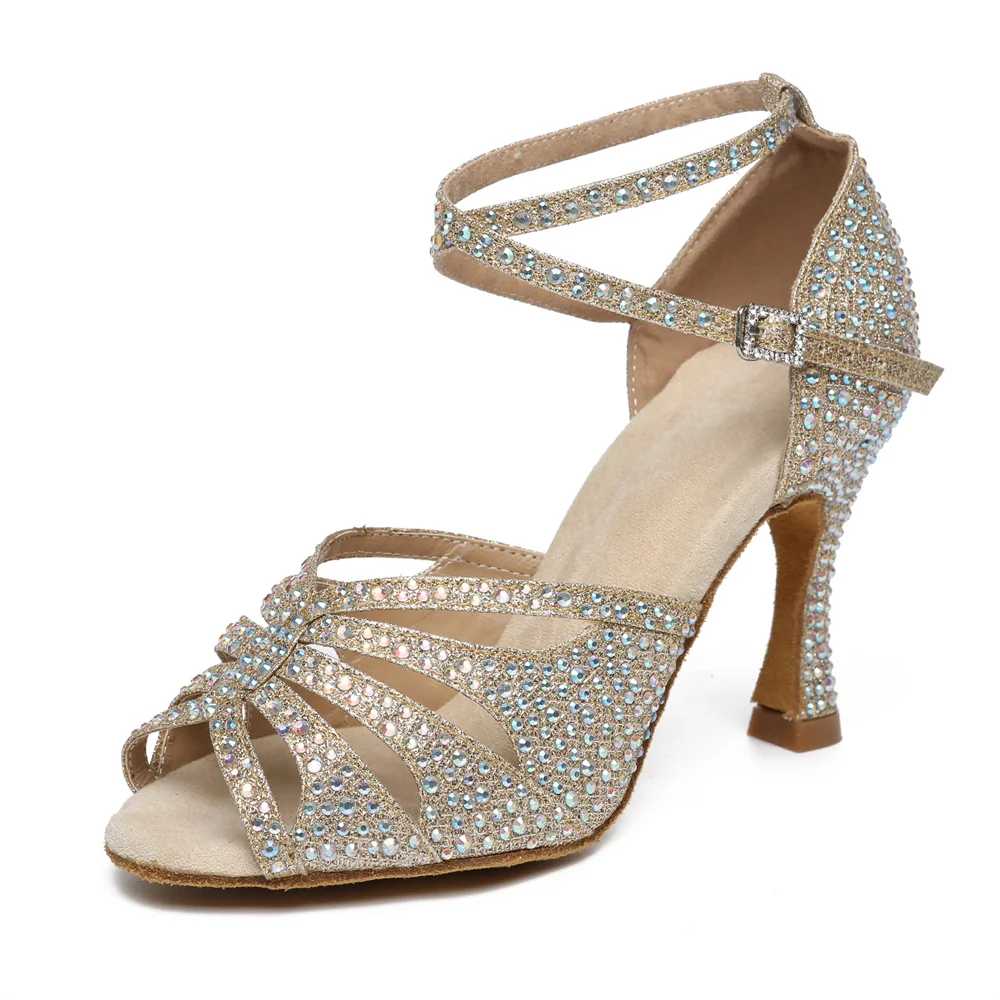 Juerting New Latin Dance Shoes Salsa Dance Shoes Women Indoor Dance Soft Bottom Peep Toe Dance Boots Women High Heels