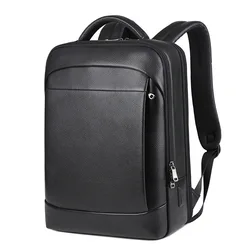 100% Genuine Leather Backpack Men 15.6 Inch Laptop Backpack USB Charge Anti-Theft Waterproof Large Capacity Male Travel Bags