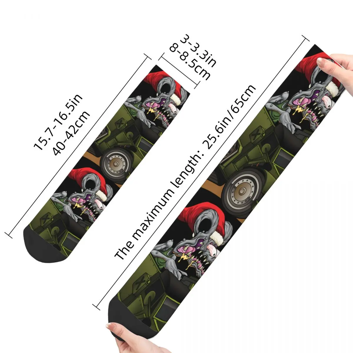 Funny Sock for Men DigiRods Christmas Holiday Santa Rat Rod Racer Tales of the Rat Fink Printed Boys Crew Sock Novelty Gift