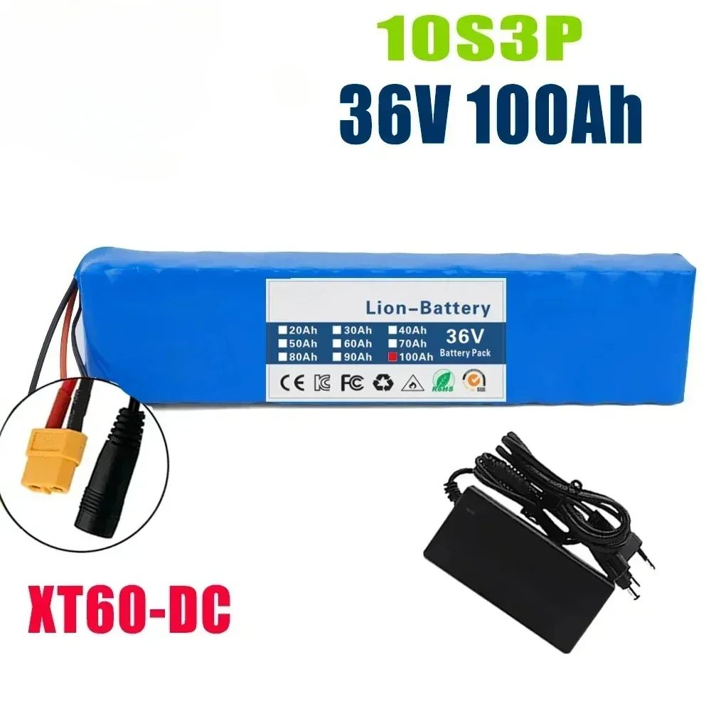 36V 100Ah 18650 Oplaadbare Lithium Batterij 10S3P 1000W Power Gemodificeerde Fiets Scooter Elektrische Voertuig met BMS + Lader