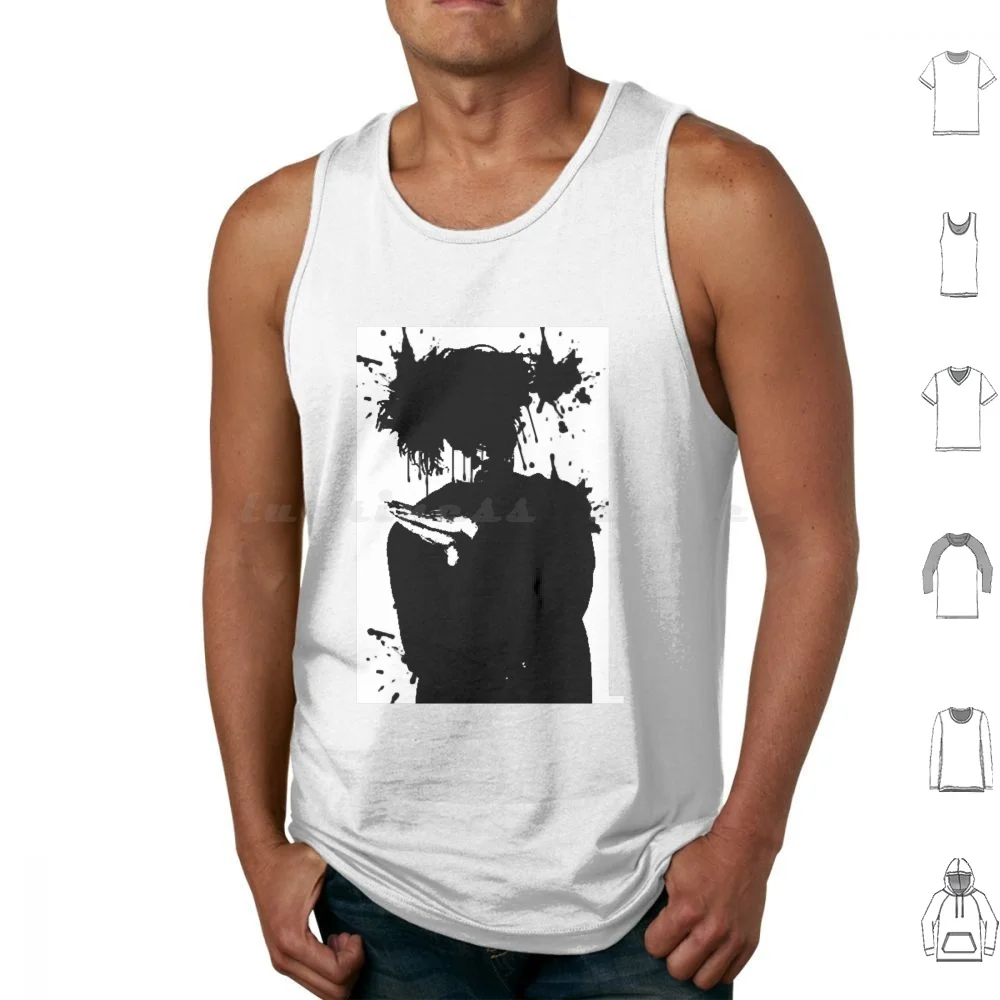 

Robert Smith Paint Splatter Silhouette Майки с принтом Хлопок Robert Smith Goth Music Cure 80s New Wave Альтернативный панк