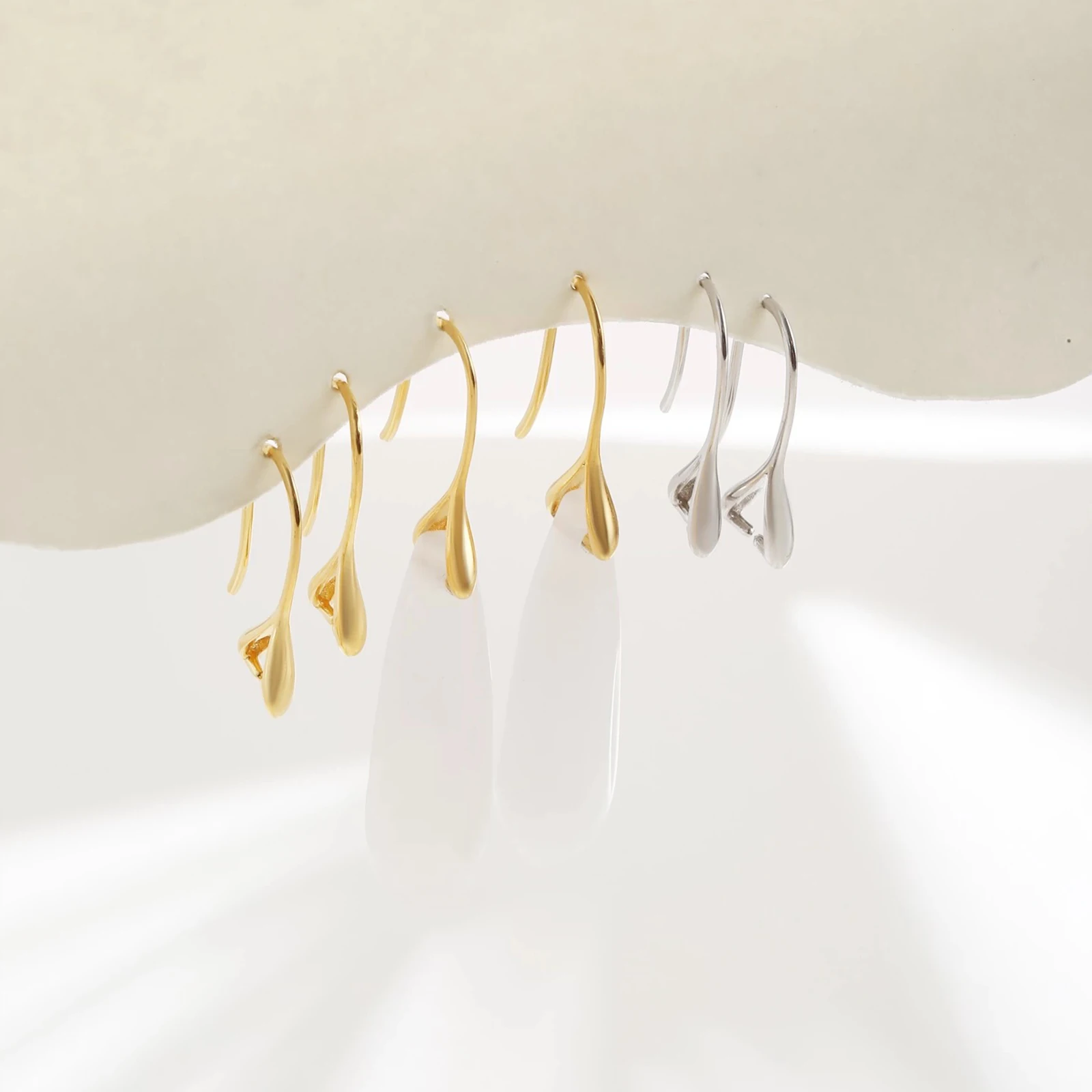 925 Sterling Silver Earrings Hook Toggle Clip Fit Settings Drill Jade DIY Earring Charm Jewelry Making Craft