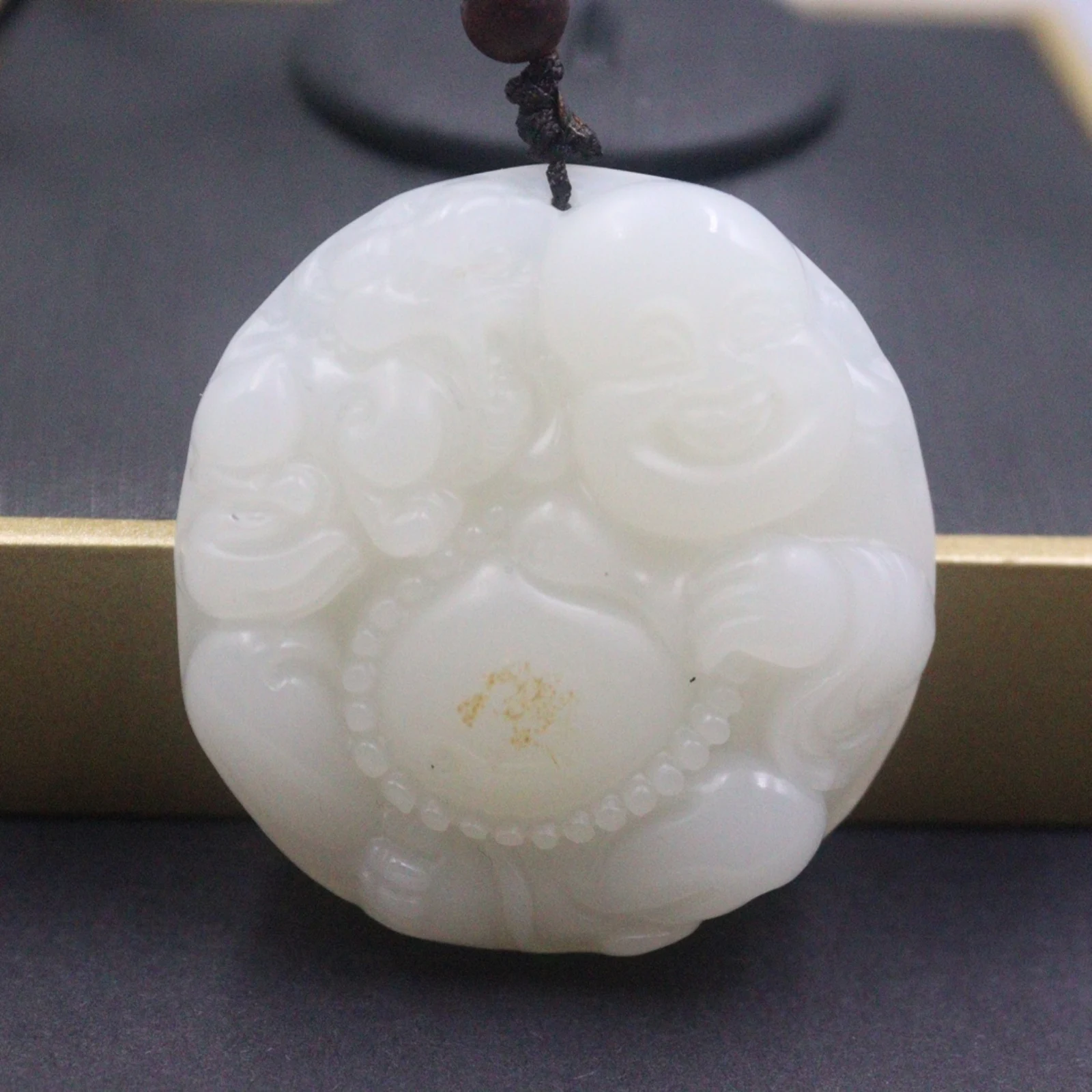 Natural White Jade Nephrite Men Women Lucky Round Big Belly Laughing Buddha Pendant