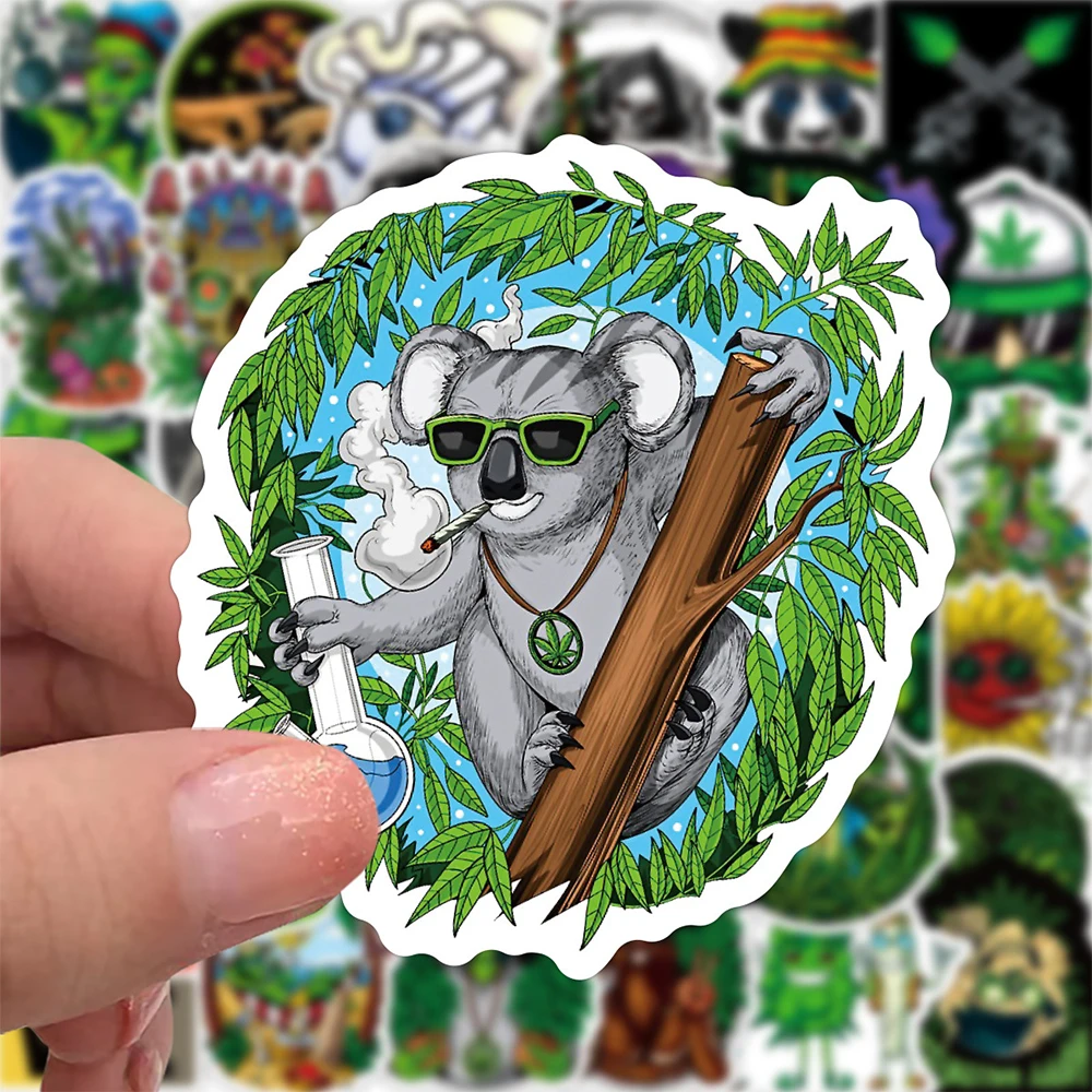 10/30/50pcs Cool Leaves Weed Smoking Graffiti Stickers Funny Characters Cartoon Decals Toys DIY Stationery Laptop Phone Case - view 4