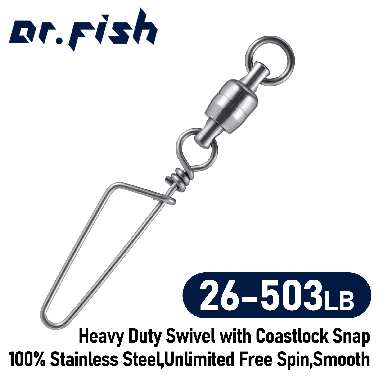 

10/20pcs Dual Spinning Fishing Swivels Snap Coastlock Ball Bearing Stainless Steel Heavy Duty High Strength Saltwater