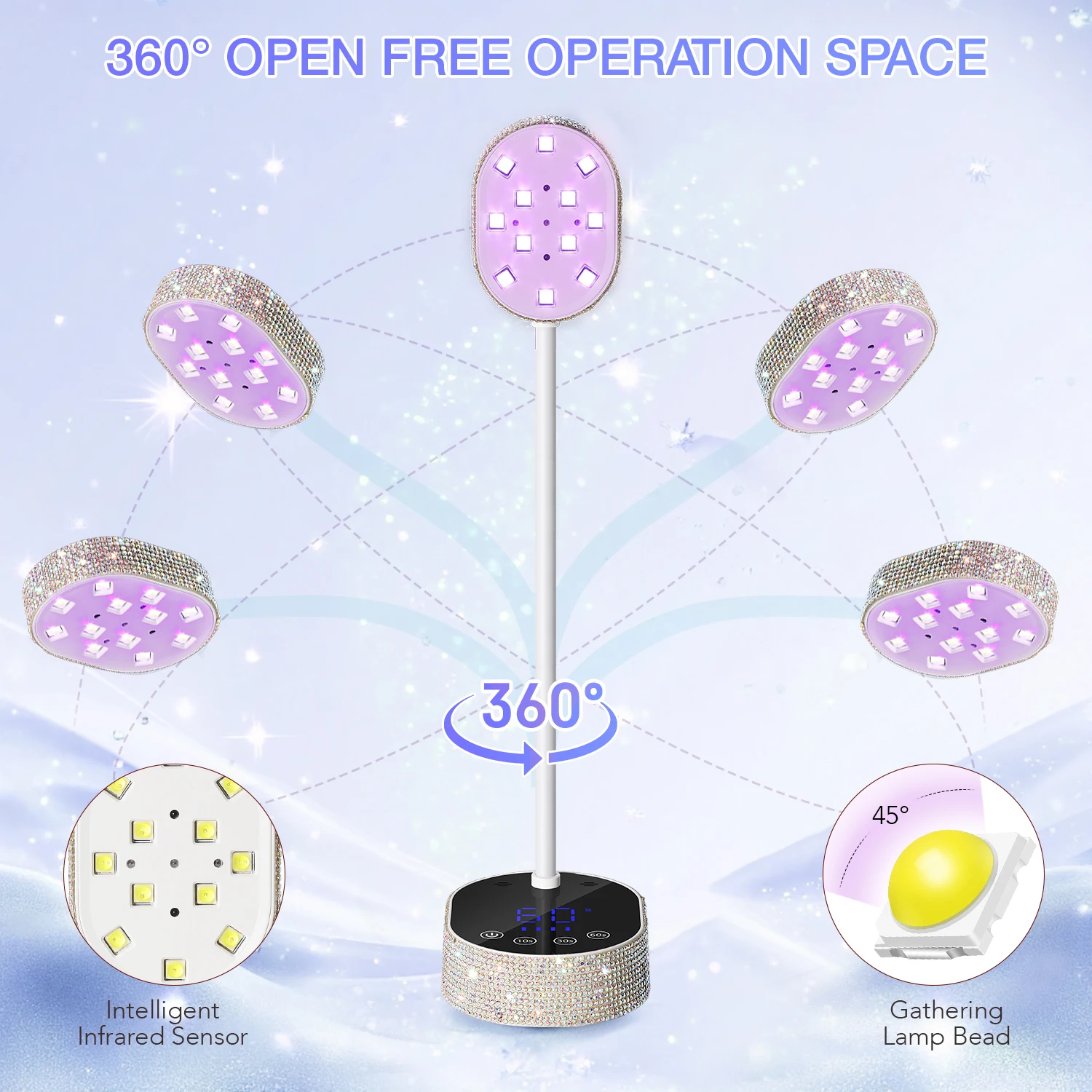 โคมไฟเล็บมืออาชีพ LED เครื่องเป่าเล็บ UV พร้อมการตรวจจับอัตโนมัติระบบควบคุมแบบสัมผัสแสงเล็บแห้งเร็วสําหรับร้านทําเล็บที่บ้าน