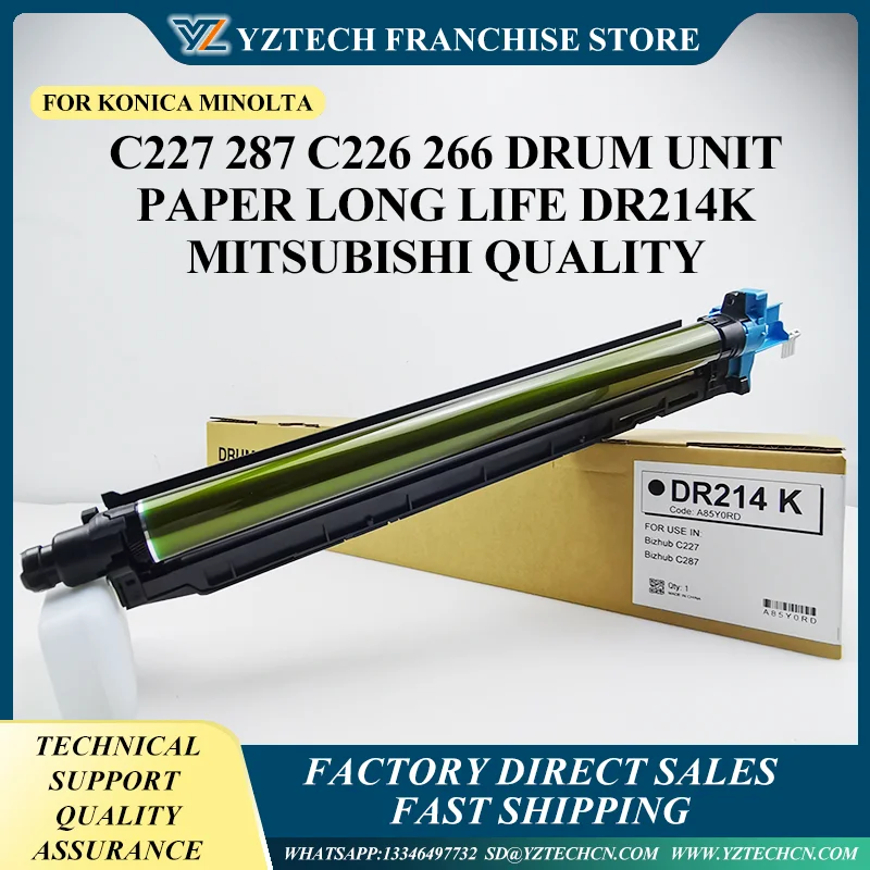 

1pcs Drum Unit For Konica Bizhub C227 287 C226 266 Drum Unit paper long life DR214K Mitsubishi quality