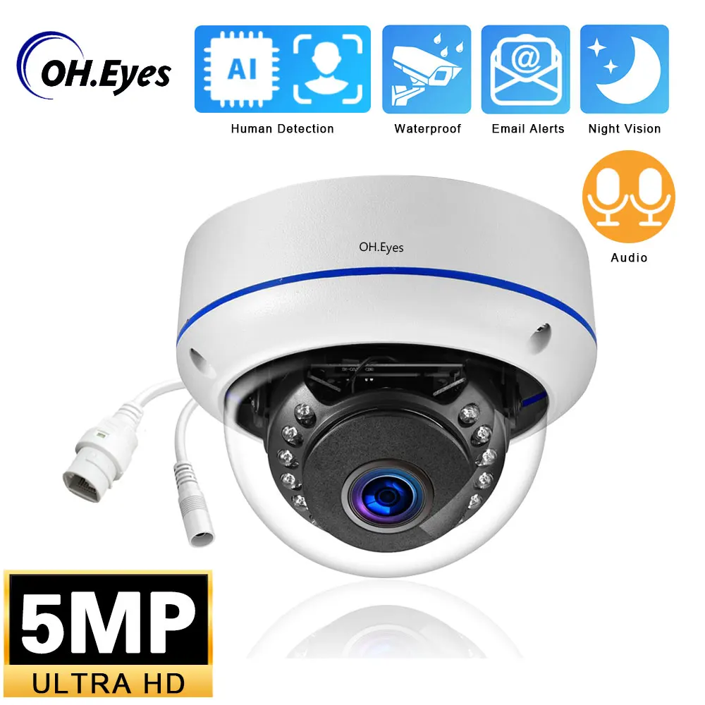 

OH.EYES Ultra HD 5MP POE Camera Face Detection Dome Outdoor 5MP 4MP Audio IP Camera IR Night Vision For Surveillance System