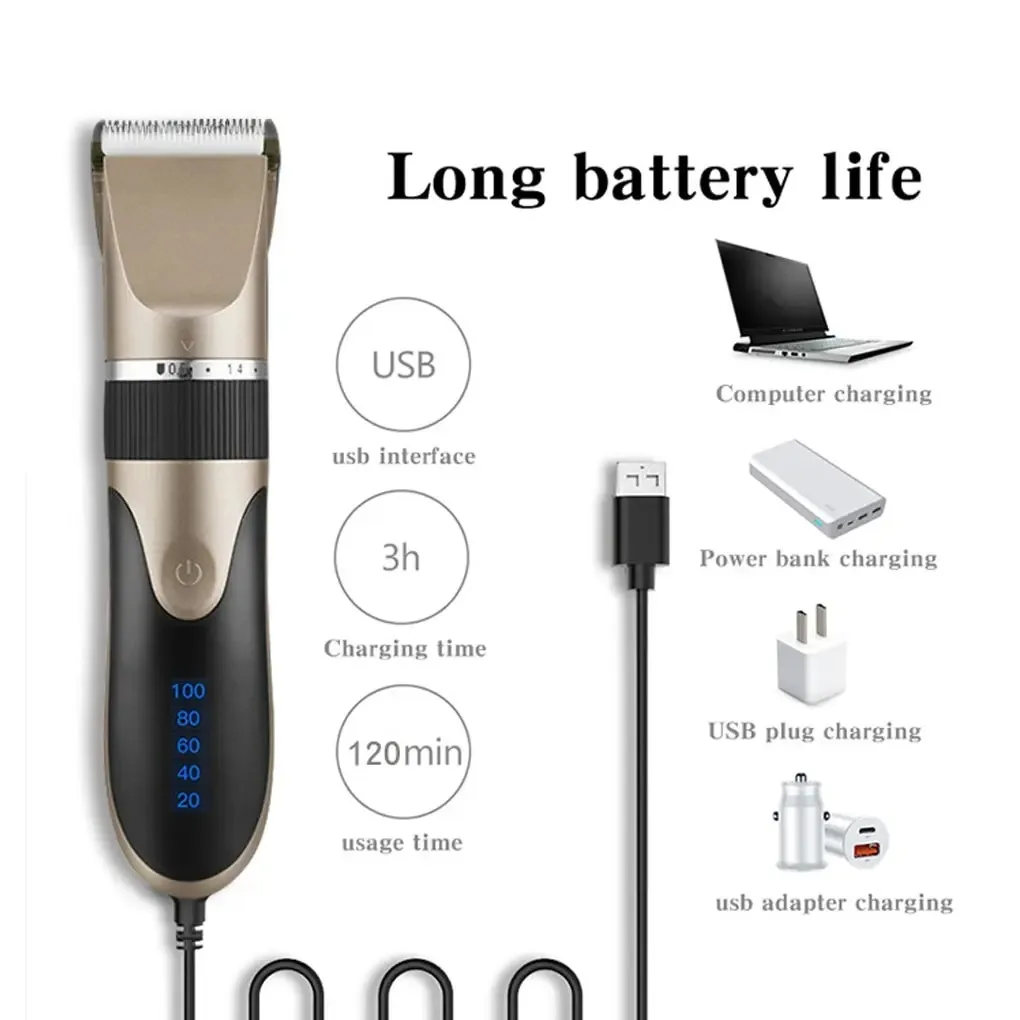 プロの電気理髪バリカン男性理容ひげトリマー充電式バリカンセラミック刃ヘアトリマー