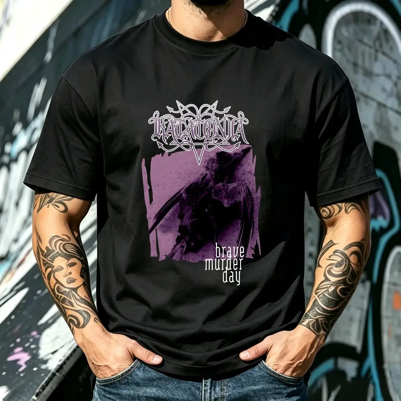 washed T Shirt Katatonia Brave Murder Day Black my dying bride Tiamat long or short sleeves vintage Washed Breathable
