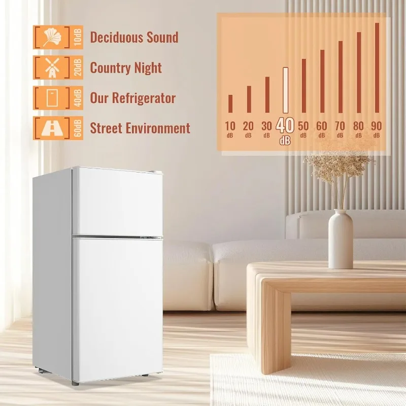 ثلاجة صغيرة بطول 2.4 قدم مكعب مع أبواب مزدوجة وفريزر منفصل و7 تحكم في درجة الحرارة قابل للتعديل