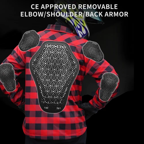 Imagen 2 del producto WOSAWE-Chaqueta de armadura cálida para motocicleta, traje de invierno para montar en Motocross con equipo de protección suave CE, camisa a cuadros para motocicleta