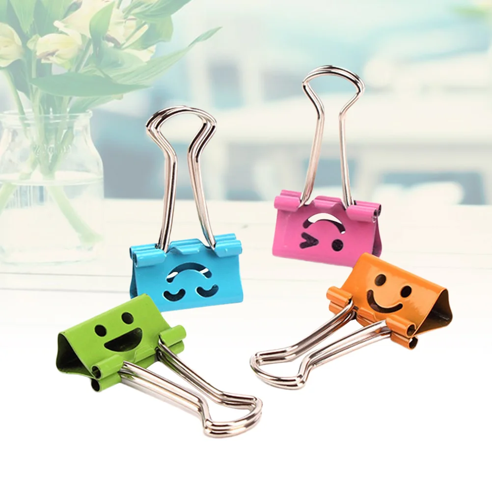 40pcs Binder Clips Smile Face File Paper Clip for Home School Office (Mixed Color)