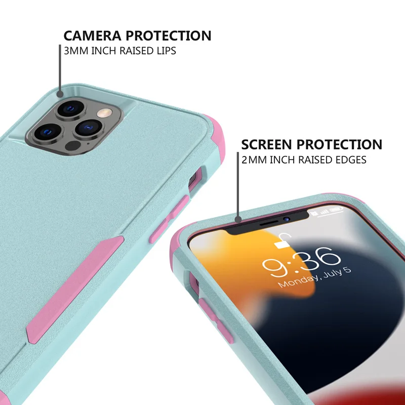 3 Layer Case for iPhone 15 14 13 12 11 Pro Max Mini XR XS Max 8 7 15Plus SE 2020 Luxury Armor Shockproof Soft Bumpers Hard Cover