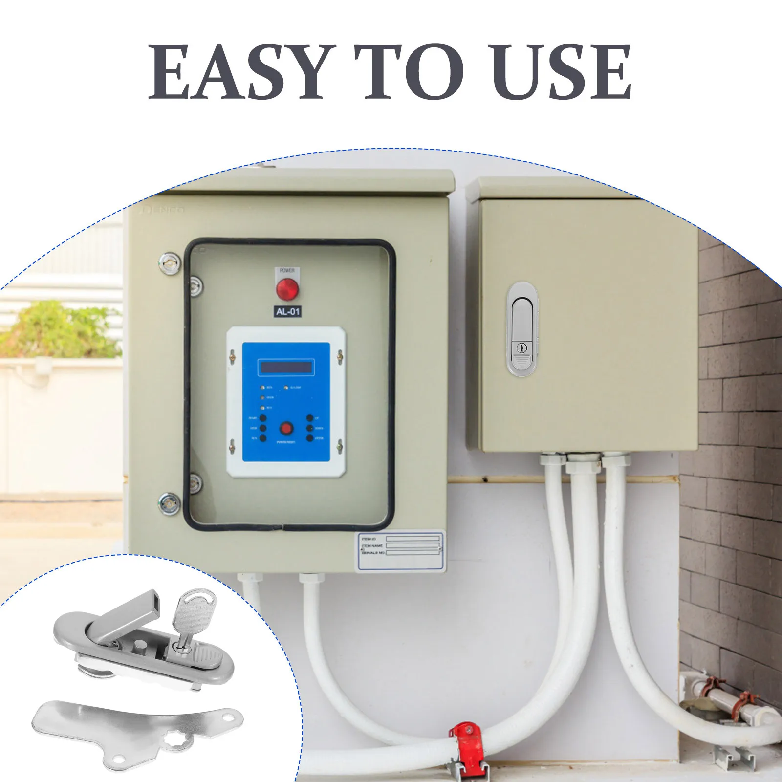 1 Buah Kunci Pintu Kabinet Listrik Kunci Cam Datar Paduan Seng Banyak Digunakan untuk Kabinet Jaringan Kotak Elektronik Meteran