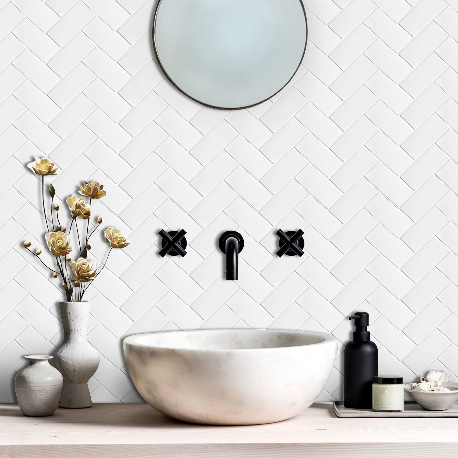 5-20pcs 3D Peel And Stick Tile Stickers Premium Self Adhesive Backsplash Waterproof Wall Stickers for Home Decoration ﻿