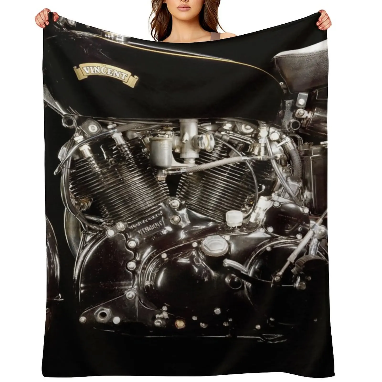 

Vincent Black Shadow Engine Throw Blanket Blankets For Sofas Thermals For Travel Plush Beach Blankets