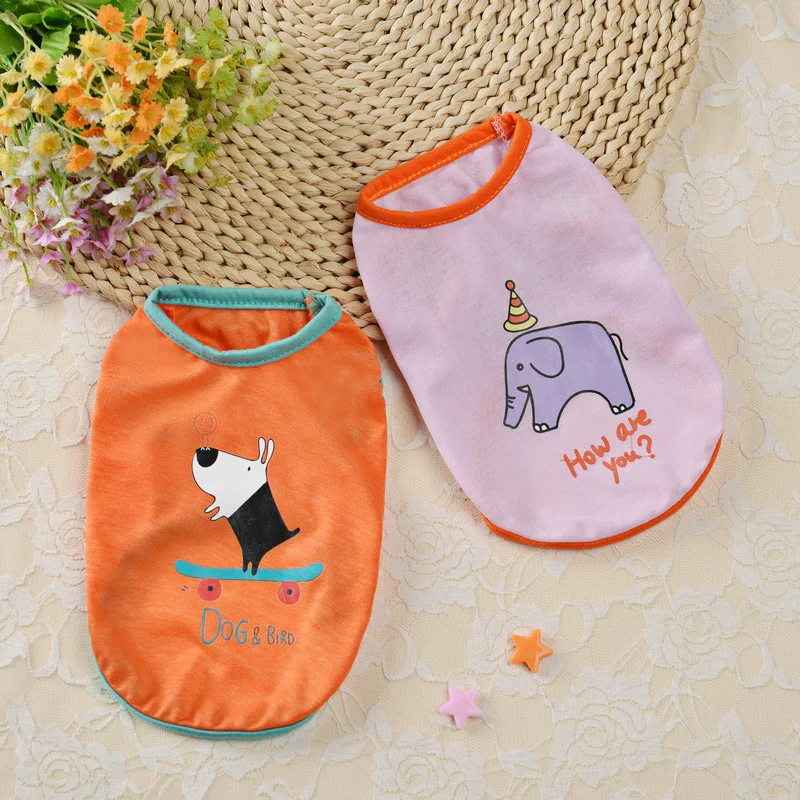 Cartoon Pet Clothes Spring Summer Ice Silk Dogs Vest Clothing Cat Clothes Pet Supplies Pet Puppy Dog T-shirt Thin Comfortable