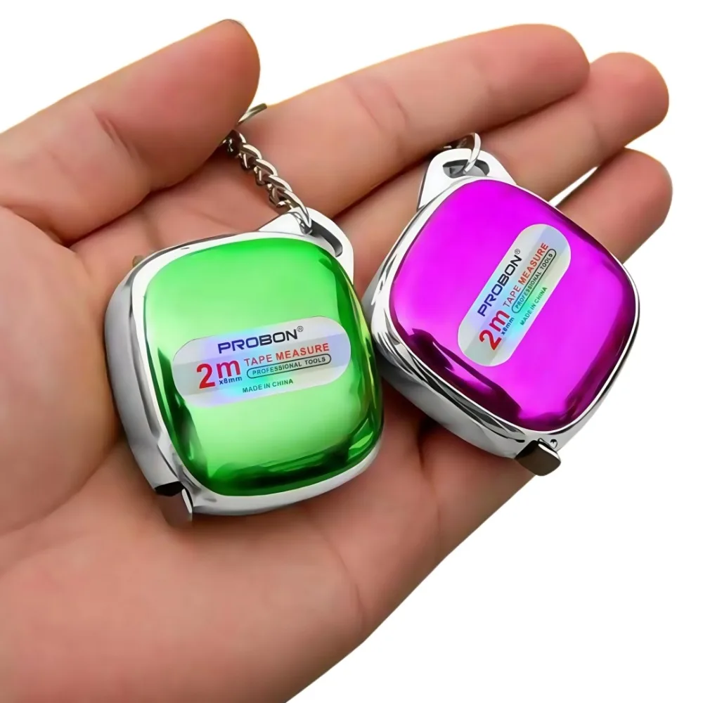 Portable Mini Tape Measure Retractable 2m Mild Steel Keychain Design Small Household Measuring Tool for DIY Crafting and Sewing