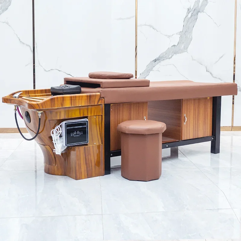 Customized Hair Salon Hair Salon Beauty Salon Head Therapy Water Circulation Fumigation with Water Heater Shampoo Bed